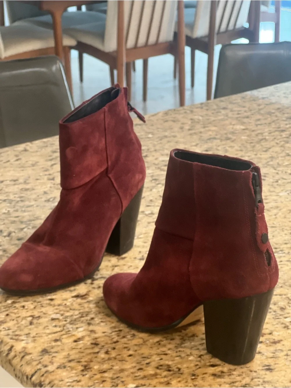 rag & bone Burgundy Suede Ankle Booties